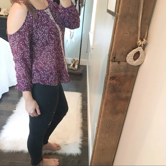 Rewind xsmall purple floral peasant boho blouse - Picture 3 of 5